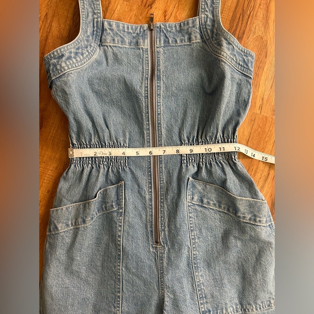 Madewell Petite Denim Zip Smock-Waist Jumpsuit Baisley Wash Womens SP - Picture 11 of 14